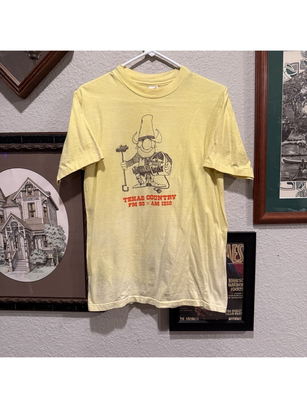 Vintage 70s RARE Texas Country Kykr FM 93 AM 1510 Cowboy Radio Station Shirt Med